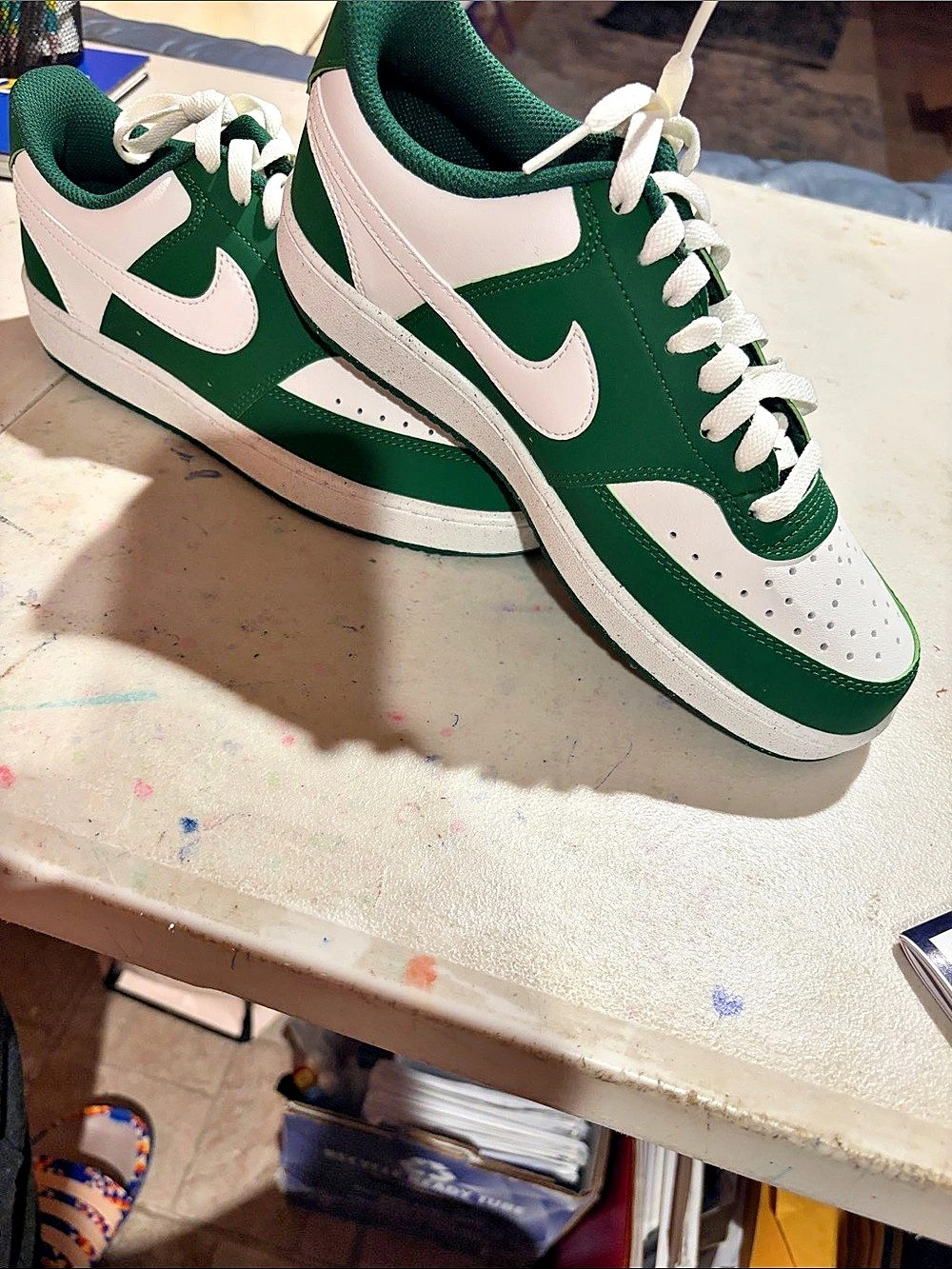 Nike Court Vision Low Next Nature Green & White Color Block Sneakers Like New